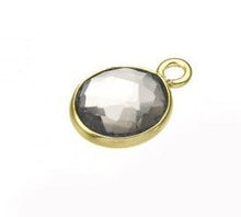 Load image into Gallery viewer, BeadsBalzar Beads &amp; Crafts SILVER 925 / 3 MICRON GOLD PLATED (925-Z103-3GP) (925-Z103-X) SILVER 925 8MM SMOKEY QUARTZ ROUND BRIOLETTE WITH RING (1 PC)
