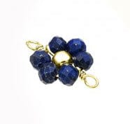 BeadsBalzar Beads & Crafts SILVER 925 - 3 MICRON GOLD PLATED / LAPIS (925-F98-L3GP) (925-F98-X) SILVER 925 WIRED 10MM STONE FLOWER CHARMS WITH 2 RINGS (1 PC)