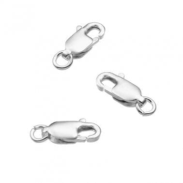 BeadsBalzar Beads & Crafts SILVER (925-52SILV) (925-52X) Sterling silver Lobster claw clasps 10.1mm (2 pcs)