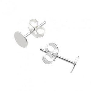 BeadsBalzar Beads & Crafts SILVER 925 (925-55SILV) (925-55X) SILVER 925 6MM FLAT STUD EARRINGS SUPPORTS (1 PAIR)