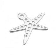 BeadsBalzar Beads & Crafts SILVER 925 (925-ST93-S) (925-ST93-X) SILVER 925 10MM STARFISH CHARMS 1 HOLE (1 PC)