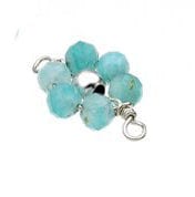 BeadsBalzar Beads & Crafts SILVER 925 / AMAZONITE STONE (925-F98-ST) (925-F98-X) SILVER 925 WIRED 10MM STONE FLOWER CHARMS WITH 2 RINGS (1 PC)