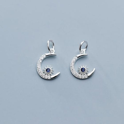 BeadsBalzar Beads & Crafts SILVER (925-BM10-S) (925-BM10-X) Beautiful Stars Crescent Moon 925 Sterling Silver DIY Charms (1 PC)