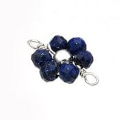 BeadsBalzar Beads & Crafts SILVER 925 / LAPIS (925-F98-SL) (925-F98-X) SILVER 925 WIRED 10MM STONE FLOWER CHARMS WITH 2 RINGS (1 PC)