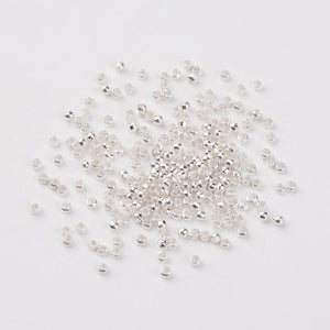 BeadsBalzar Beads & Crafts SILVER PLATED (CB1710D) (CB1710X) Economy Brass crimp beads 2x1.2mm  (5 GMS)