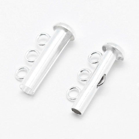 BeadsBalzar Beads & Crafts (SILVP-8465-02) Sterling Silver Slide Lock Clasps, Carved 925 Silver 11x19.5mm  (1 SET)