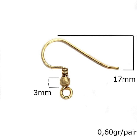 BeadsBalzar Beads & Crafts (SILVT-7993G) Silver 925 Earring Hook 17mm Thickness 0.5mm (2 PAIRS)
