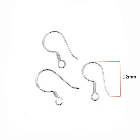 BeadsBalzar Beads & Crafts (SILVT-7994) SMALL Silver 925 Earring Hook 12mm Thickness 0,7mm (2 PAIRS)