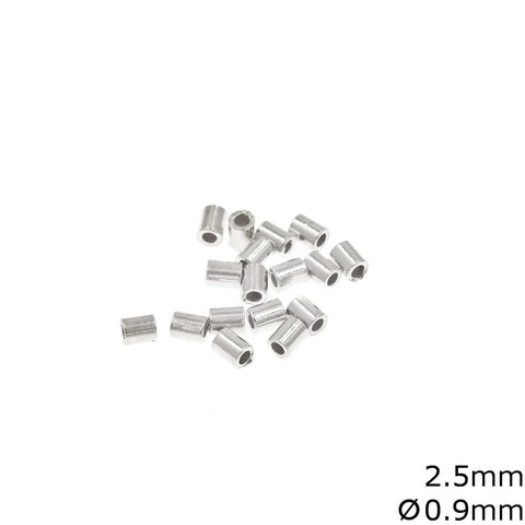 BeadsBalzar Beads & Crafts (SILVT-7995) Silver 925 Tube Crimp Beads 2.5mm with Hole 0.9mm SILVER (1.5 GMS)