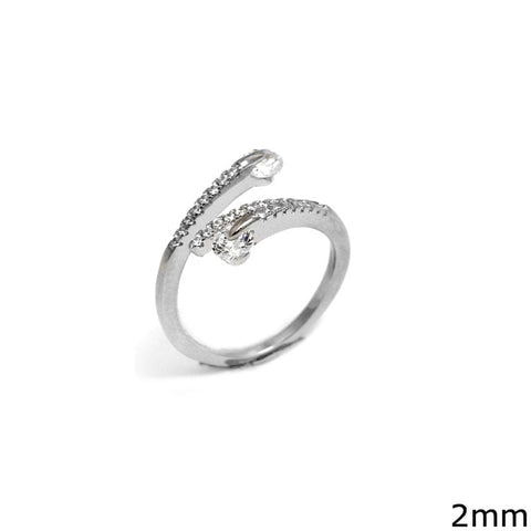 BeadsBalzar Beads & Crafts (SILVT-8068Z) Silver 925 Ring with zircon 2mm (1 PC)