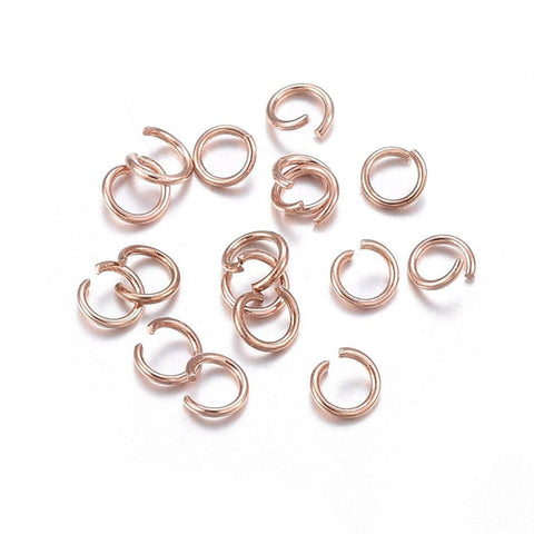 BeadsBalzar Beads & Crafts (SJ5476) 304 Stainless Steel Jump Rings, Open Jump Rings, Rose Gold