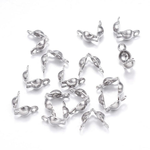 BeadsBalzar Beads & Crafts (SK4701) 304 Stainless Steel Bead Tips Knot Covers, Stainless Steel Color (20 PCS)