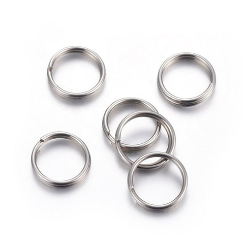 BeadsBalzar Beads & Crafts (SK5860) 304 Stainless Steel Split Rings, Stainless Steel Color Size: about 10mm (20PCS)