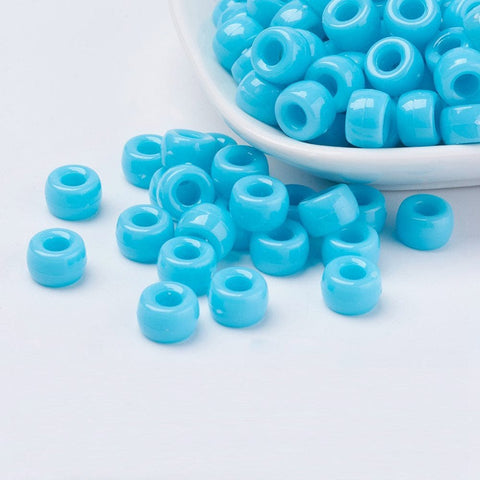 BeadsBalzar Beads & Crafts SKY BLUE (AB4383-9) (AB4383-X) ) Opaque Acrylic European Beads, Barrel, 9mm  (+-50 PCS)