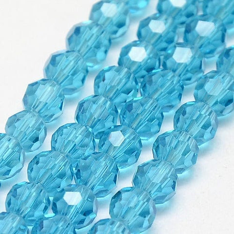 BeadsBalzar Beads & Crafts SKY BLUE (BE7916-07) (BE7916-X) Glass Beads Strands, Faceted, Round, 8mm (1 STR)