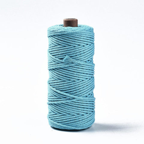 BeadsBalzar Beads & Crafts SKY BLUE (CC7935-13) (CC7935-X) Cotton String Threads, Macrame Cord, 3mm (100m)/roll.