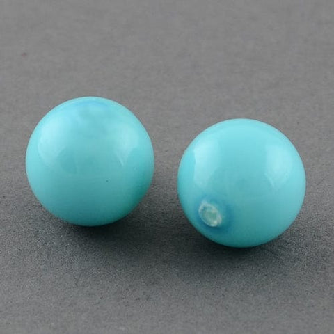 BeadsBalzar Beads & Crafts SKY BLUE (SB3011C) (SB3011-X) Shell Beads, Imitation Pearl Bead, Grade A, 8mm, half drilled hole: 1mm. (4 PCS)