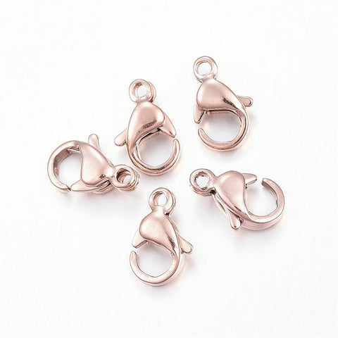 BeadsBalzar Beads & Crafts (SL5392) 304 Stainless Steel Lobster Claw Clasps, Rose Gold 9MM