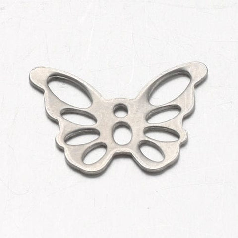 BeadsBalzar Beads & Crafts (SL7030B) Butterfly 304 Stainless Steel Charms, 15mm (10 PCS)