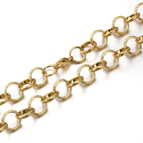 BeadsBalzar Beads & Crafts (SN5867) 304 Stainless Steel Rolo Chains Necklaces, Golden (59.9cm)