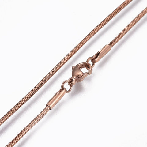 BeadsBalzar Beads & Crafts (SN5868) 304 Stainless Steel Snake Chain Necklaces, Rose Gold Size: about(45.3cm) long