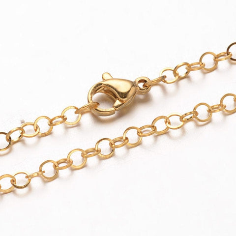 BeadsBalzar Beads & Crafts (SN6088A) 304 Stainless Steel Rolo Chain Necklaces, Golden (44.9cm)