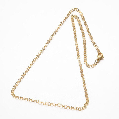 BeadsBalzar Beads & Crafts (SN6088A) 304 Stainless Steel Rolo Chain Necklaces, Golden (44.9cm)