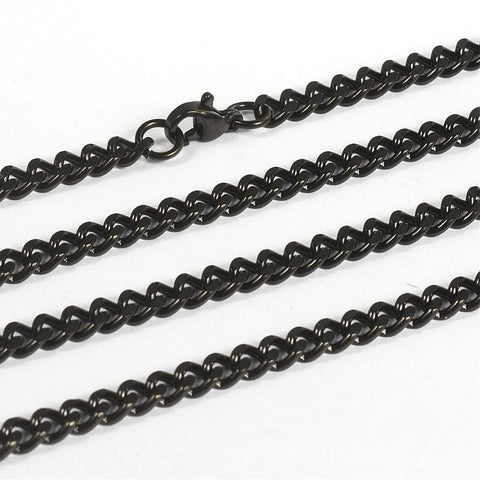 BeadsBalzar Beads & Crafts (SN6089A) 304 Stainless Steel Necklaces, Curb Chain Necklaces, Faceted, Gunmetal (74.9cm) long