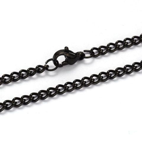 BeadsBalzar Beads & Crafts (SN6090A) 304 Stainless Steel Twisted Chain Curb Chain Necklaces, Gunmetal 55.5cm) long