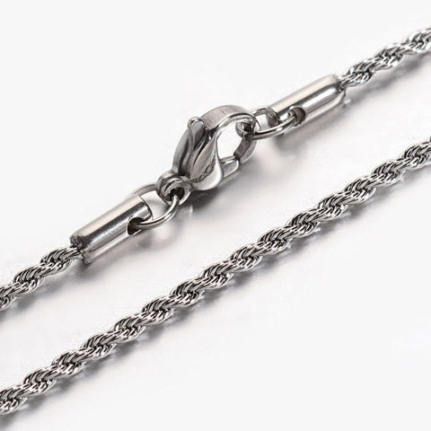 BeadsBalzar Beads & Crafts (SN6095A) 304 Stainless Steel Rope Chain Necklaces,2mm wide (50cm) long;