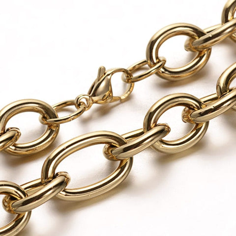 BeadsBalzar Beads & Crafts (SN6119A) 304 Stainless Steel Chain Necklaces,  Golden (44.9cm) long;