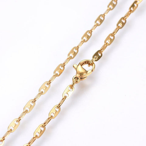 BeadsBalzar Beads & Crafts (SN6131A) 304 Stainless Steel Mariner Link Chain Necklaces, Golden (50cm)