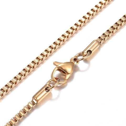 BeadsBalzar Beads & Crafts (SN6844A) 304 Stainless Steel Box Chain Necklaces, Golden (45.5cm), 2mm wide