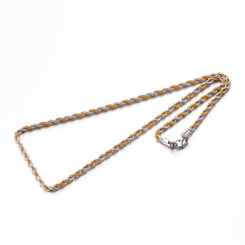 BeadsBalzar Beads & Crafts (SN6941A) 304 Stainless Steel Rope Chain Necklaces,3.8mm wide(59.9cm) long