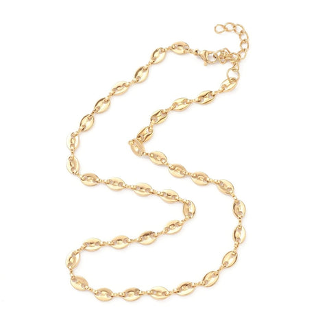 BeadsBalzar Beads & Crafts (SN8254-01G) 304 Stainless Steel Coffee Bean Chain Necklaces, Golden (41.4cm)