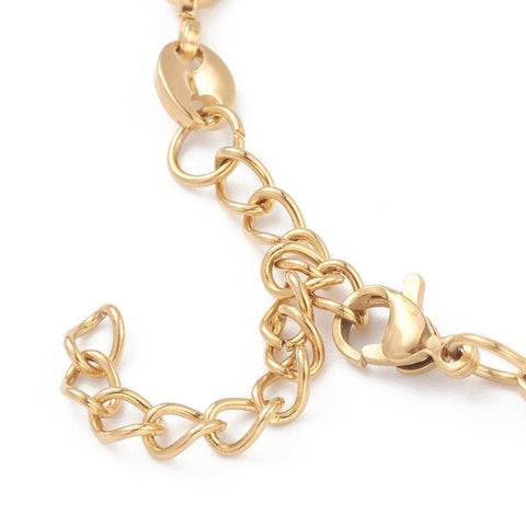 BeadsBalzar Beads & Crafts (SN8254-01G) 304 Stainless Steel Coffee Bean Chain Necklaces, Golden (41.4cm)