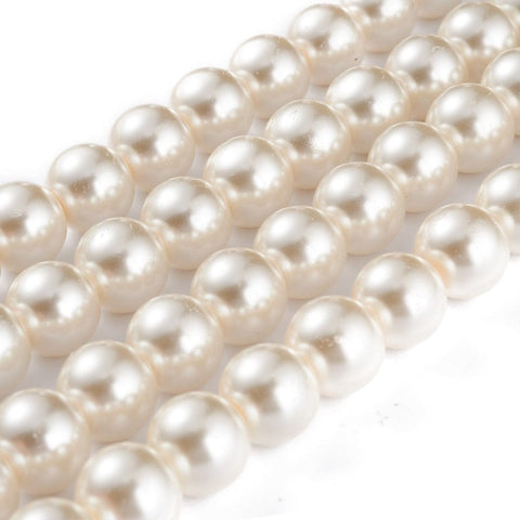 BeadsBalzar Beads & Crafts SNOW (BP3760-B80) (BP3760-X) pearlized Glass pearls 12mm (1 STR)