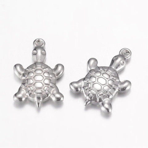 BeadsBalzar Beads & Crafts (SP4637) 304 Stainless Steel Pendants, Tortoise-Turtle