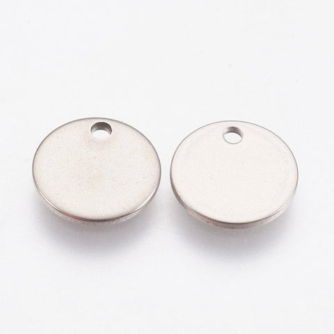 BeadsBalzar Beads & Crafts (SP6108A) 304 Stainless Steel Blank Stamping Tag Pendants, 10mm in diameter, (20 PCS)