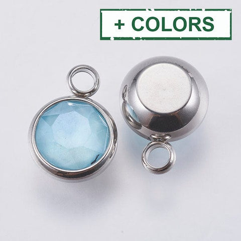 BeadsBalzar Beads & Crafts (SP6676X) K9 Glass Pendants, with 304 Stainless Steel , 10mm wide (2 PCS)