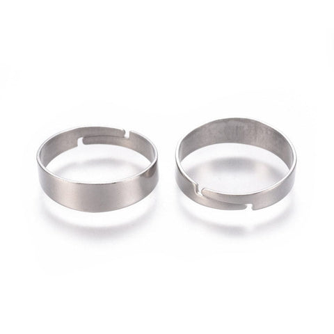 BeadsBalzar Beads & Crafts (SR6369A) 304 Stainless Steel Finger Ring Settings, Adjustable Ring,  Size: about 17mm (5 PCS)