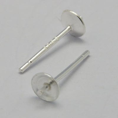 BeadsBalzar Beads & Crafts (SS3522) Sterling Silver Stud Earring Findings for Half Drilled Beads (4 PCS)