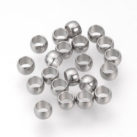 BeadsBalzar Beads & Crafts (SS5077) 304 Stainless Steel Spacer Beads, Rondelle, 3mm (+/- 50PCS)