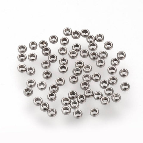 BeadsBalzar Beads & Crafts (SS5079) 304 Stainless Steel Spacer Beads, Rondelle, Stainless Steel Color, 1.5mm (50 PCS)