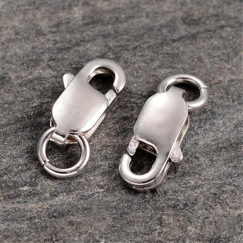 BeadsBalzar Beads & Crafts (SS5491) Platinum Plated Sterling Silver Lobster Claw Clasps 10MM