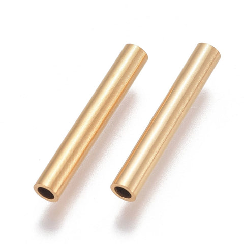 BeadsBalzar Beads & Crafts (ST8271-G) Ion Plating(IP) 304 Stainless Steel Tube Beads, Golden, 20mm (6 PCS)