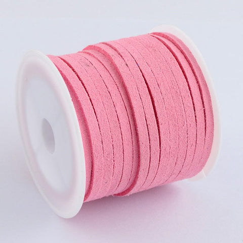 BeadsBalzar Beads & Crafts (SU2-28) Faux Suede Cord, Faux Suede Lace, HotPink Size: about 3mm wide, 1.5mm thick, spool: 49x44mm; about 5m/roll