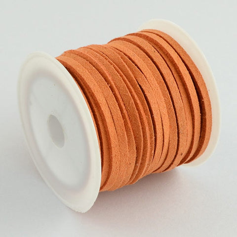 BeadsBalzar Beads & Crafts Suede 3mm 5m roll Orange (SU2-37)