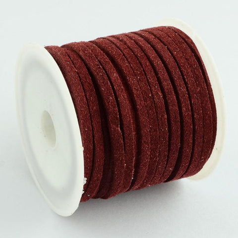 BeadsBalzar Beads & Crafts Suede 3mm roll of 5m Dark Red (SU2-43)