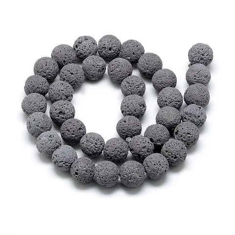 BeadsBalzar Beads & Crafts Synthetic Lava Round Beads Strands, Dyed, Gray  Size: about 8mm (LB5215)